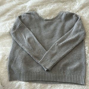 Open back gray sweater